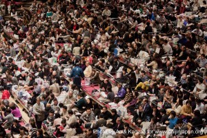 sumo tournament - ryogoku - tokyo - japan - spectators